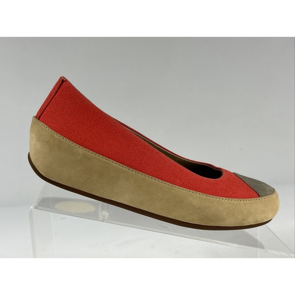Fitflop Shoes - FitFlop Due Canvas Shoes Womens 5.5US 36EU Red Platform Toning Ballet Flats